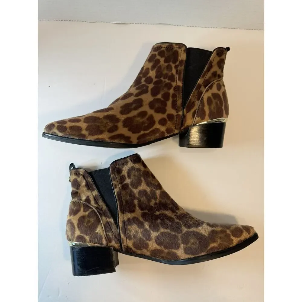 New Nine West womens natural Multi Cabrie Cheetah Animal print bootie‎ Sz 8M